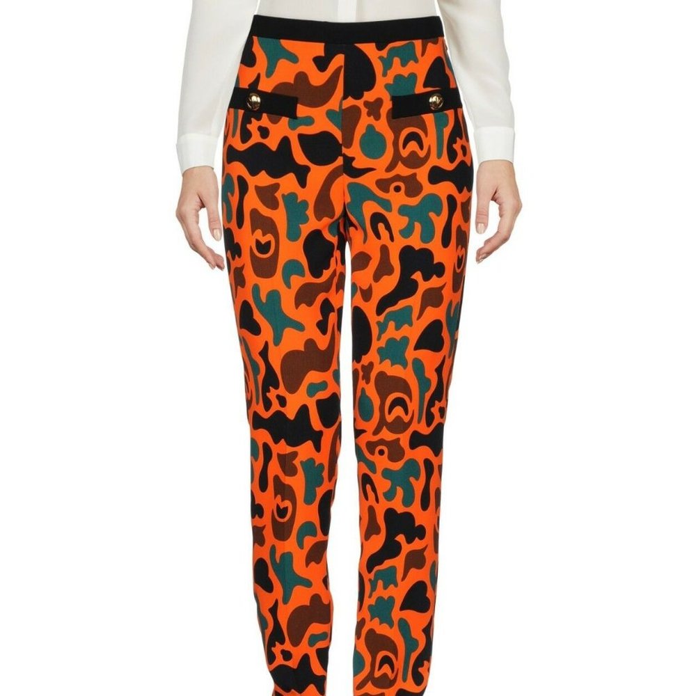 AW15  Orange Brown Green Camouflage Rayon Pants